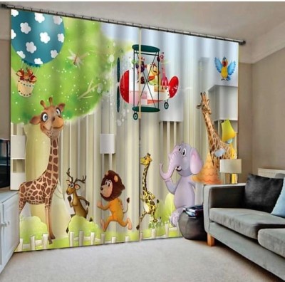OHD 214 cm (7 ft) Polyester Room Darkening Door Curtain (Pack Of 2)(Animal, Multicolor)