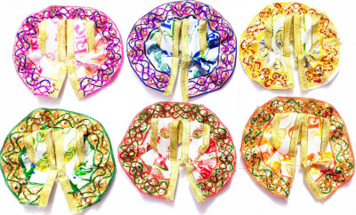 Cyan spritual Laddu Gopal Radhe Radhe New Silk Design Laddu Gopal Poshak For 0 - 1 no Dress(Silk)