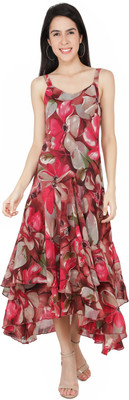 TSM Women High Low Blue Midi/Calf Length Dress