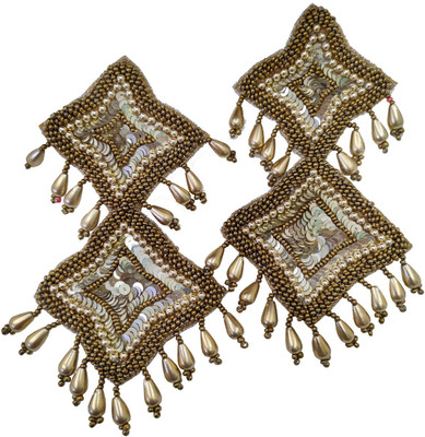 Fuschianet Boho Double Rhombus Bronze Fabric Drops & Danglers