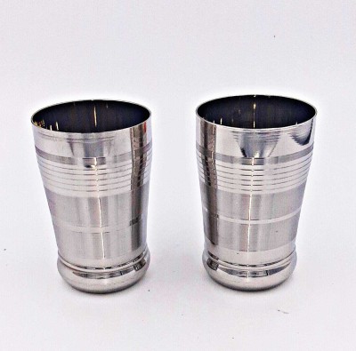 SHLINCO (Pack of 2) SM2P Glass Set Water/Juice Glass(400 ml, Steel, Silver)