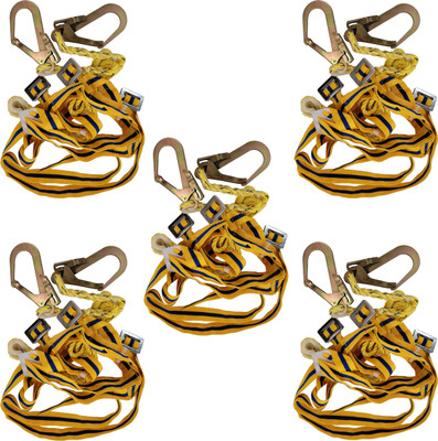 Japsin Heavy Duty Safety Belt with Auto Scaffold Hook Double Rope (Pack of 5) Full Body Harness(Free Size)