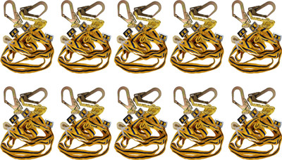 Japsin Heavy Duty Safety Belt with Auto Scaffold Hook Double Rope (Pack of 10) Full Body Harness(Free Size)