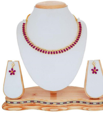 SUPERSHOP Brass Gold-plated Gold, Pink Jewellery Set(Pack of 1)