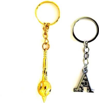 ShopTalk Metal Hanuman Gada With Alphabet Letter A Key Chain