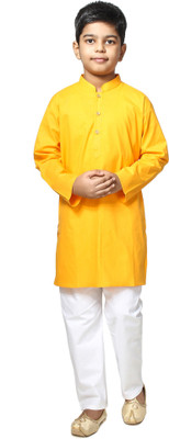 SwaNit Boys Festive & Party Kurta and Pyjama Set(Yellow Pack of 1)