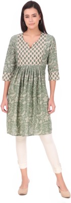 Soulful Threads Women Printed A-line Kurta(Green)