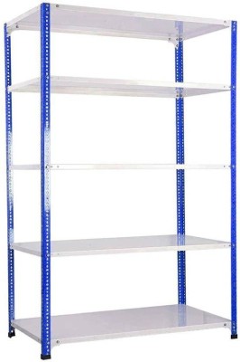 Premier Slotted angle crc sheet 5 shelves multipurpose powder coating storage rack 123688 (Blue&White ) Luggage Rack 20 Gauge shelves & 14 Gauge Angle Luggage Rack Luggage Rack Luggage Rack