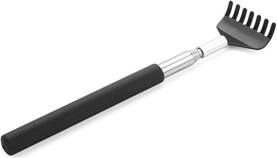 AlexVyan TPR Black Itching Stick 1 Pack TPR Small Adjustable Portable Extendable Back Scratcher, Metal Stainless Steel Telescoping Back Scratcher Tool The best gift for all kinds of festival (Black) Massager(Black)
