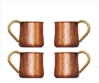 BRONZEMASTER MFG.CO Coppers Set of 4 PCS 500 ML with Lacquer Layer Copper Coffee Mug(500 ml, Pack of 4)