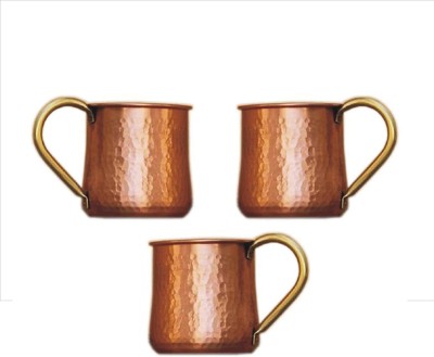 BRONZEMASTER Huda MFG.CO Coppers Set of 3 PCS 500 ML with Lacquer Layer Copper Coffee Mug(500 ml, Pack of 3)