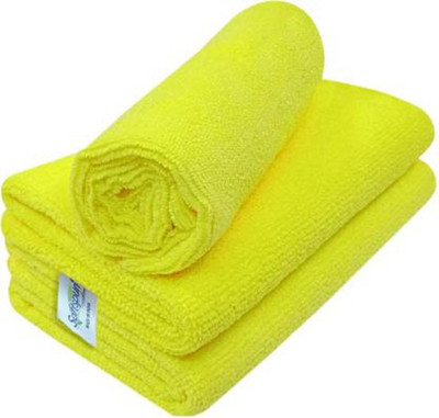 CareHut Microfiber Cloth (Pack of 3 Pcs.) yellow color Napkins Yellow Cloth Napkins(3 Sheets)