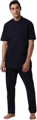 PETER ENGLAND Men Solid Dark Blue Top & Pyjama Set