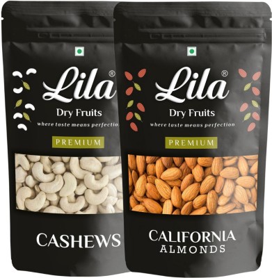 lila dry fruits Combo Pack|California Almonds 200gm & Cashew 200gm (Kaju 200gm & Badam 200gm)| Premium Dry Fruits Combo| (2*200gm) Almonds, Cashews(2 x 200 g)