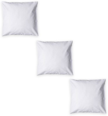 RACCOON White Satin Microfibre Stripes Cushion Pack of 3(White)