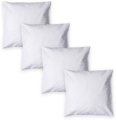 RACCOON White Satin Microfibre Stripes Cushion Pack of 4(White)