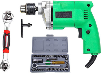 Shopper52 10mm Powerful Electric Drill Machine with 40PC Screwdriver Set and 48in1 Wrench Spanner Set DRL40pc48in1 Angle Drill(10 mm Chuck Size)
