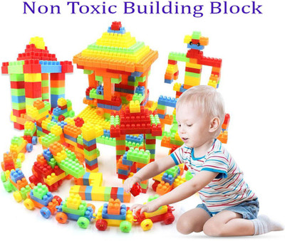 BOZICA Good Quality Building Blocks Brick DIY Assemble Toy (92 Pieces +8 Wheels) 100 pieces Blocks Interlocking Feature Best Gift For Kids increase IQ Level Learning Toy(100 Pieces)