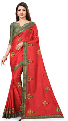 Gold Art Fashion Woven Banarasi Art Silk, Silk Blend Saree(Red)