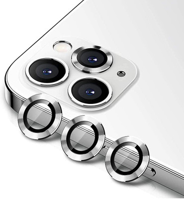 ICREATOR Camera Lens Protector for Apple Iphone 12 ProMax , Pack Of 3 Camera Lance Tempered Glass Protector , Aluminium Alloy Metal Ring Anti-Scratch Bubble-Free- SILVER(Pack of 3)