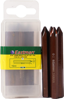 EASTMAN EIDB-5080 5/16 X 80mm IMPACT DRIVER BIT SET PH2 Screwdriver Bit Set(Pack of 12)