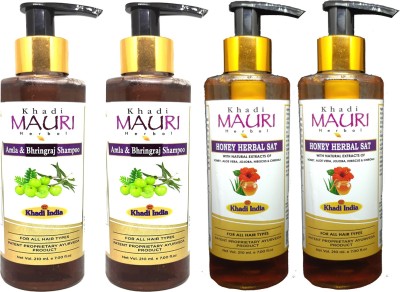 Khadi Mauri Amla Bhringraj & Honey Shampoo - Pack Of 4(840 ml)