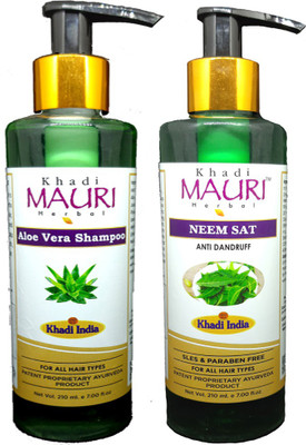Khadi Mauri AloeVera & Neem Shampoo - Pack Of 2(420 ml)