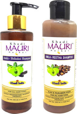 Khadi Mauri Amla_Reetha & Amla_Shikakai Shampoo (Combo)(420 ml)