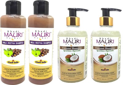 Khadi Mauri Amla Reetha & Coconut Shampoo - Pack Of 4(1020 ml)