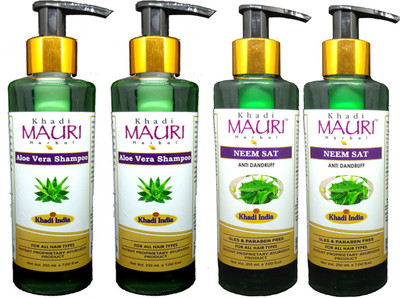 Khadi Mauri AloeVera & Neem Shampoo - Pack Of 4(840 ml)
