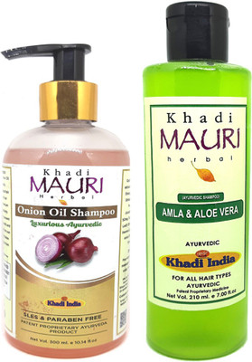 Khadi Mauri Amla AloeVera & Onion Shampoo - Pack Of 2(510 ml)