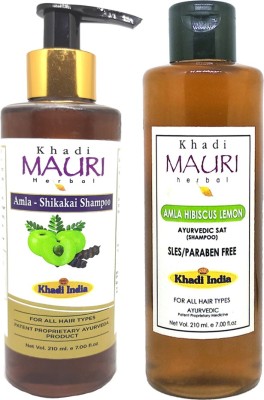 Khadi Mauri Amla Hibiscus Lemon & Amla Shikakai Shampoo - Pack Of 2(420 ml)