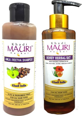 Khadi Mauri Amla_Reetha & Honey_Herbal_Sat Shampoo (Combo)(420 ml)