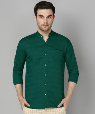 FUBAR Men Printed Formal Green Shirt
