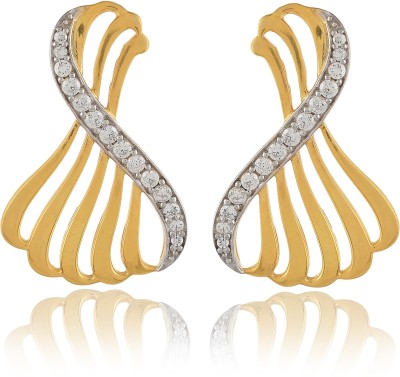 Femme Jam 925 Sterling Silver Swarovski Zirconia Gold Plated Dangler Drop Earrings. | Swarovski Zirconia Sterling Silver Drops & Danglers