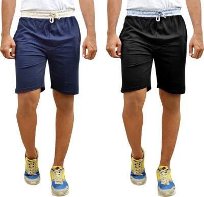 Motus Solid Men Black, Blue Regular Shorts