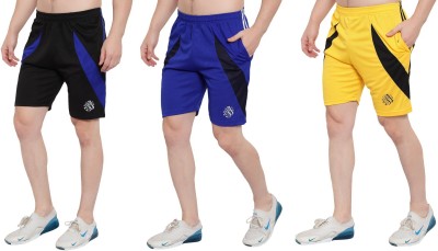 Zonecart Solid Men Black, Blue, Yellow Regular Shorts