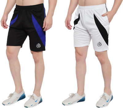 Zonecart Solid Men Black, White Running Shorts