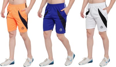 Zonecart Solid Men Orange, Blue, White Regular Shorts