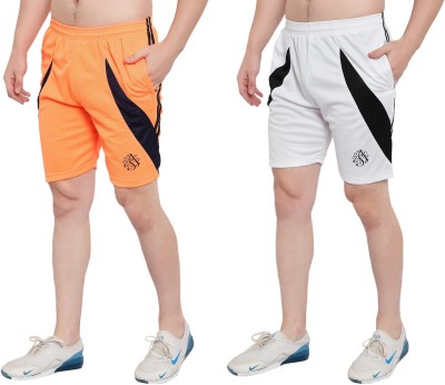 Zonecart Solid Men Orange, White Running Shorts