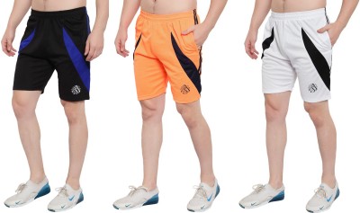 Zonecart Solid Men Black, Orange, White Regular Shorts