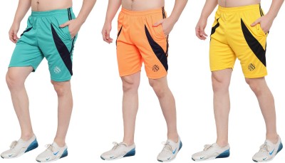 Zonecart Solid Men Green, Orange, White Regular Shorts