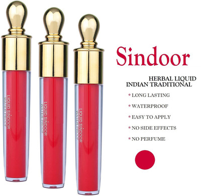 THTC New Long lasting Liquid Sindoor Bold Red with Sponge-Tip- Applicator Combo LIQUID(Red)
