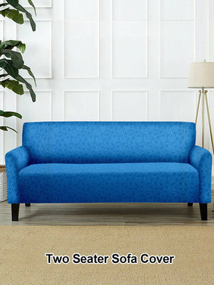 Cortina Polyester Abstract 2 Seater Sofa Cover(Blue Pack of 1)