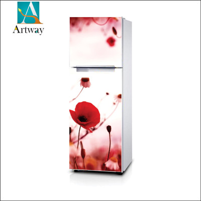 Artway 60 cm Red Flower-017 Self Adhesive Sticker(Pack of 1)
