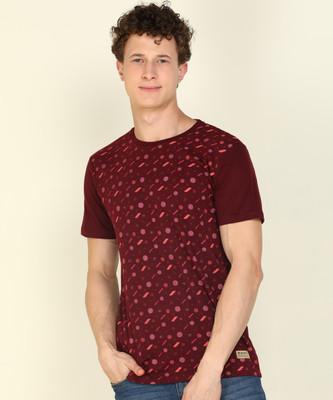 Peter England University Printed Men Round Neck Pink T-Shirt