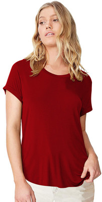 THE BLAZZE Solid Women Round Neck Red T-Shirt