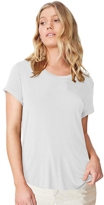 THE BLAZZE Solid Women Round Neck White T-Shirt