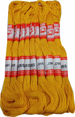 Abn Traders Doli Thread Skeins/ Long Stitched Embroidery Stranded Cotton J265, Yellow Thread(90 m Pack of25)