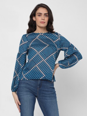 VERO MODA Casual Checkered Women Blue Top